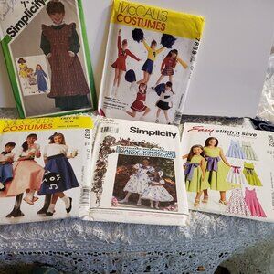 5 Children Sewing Patterns Sz.3 4 5 6 VTG Poodle Skirt Dresses Cheerleader Suits